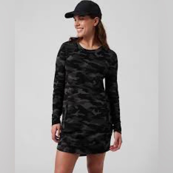 Athleta Balance Camo Sweatshirt Dress, L - Picture 2 of 10